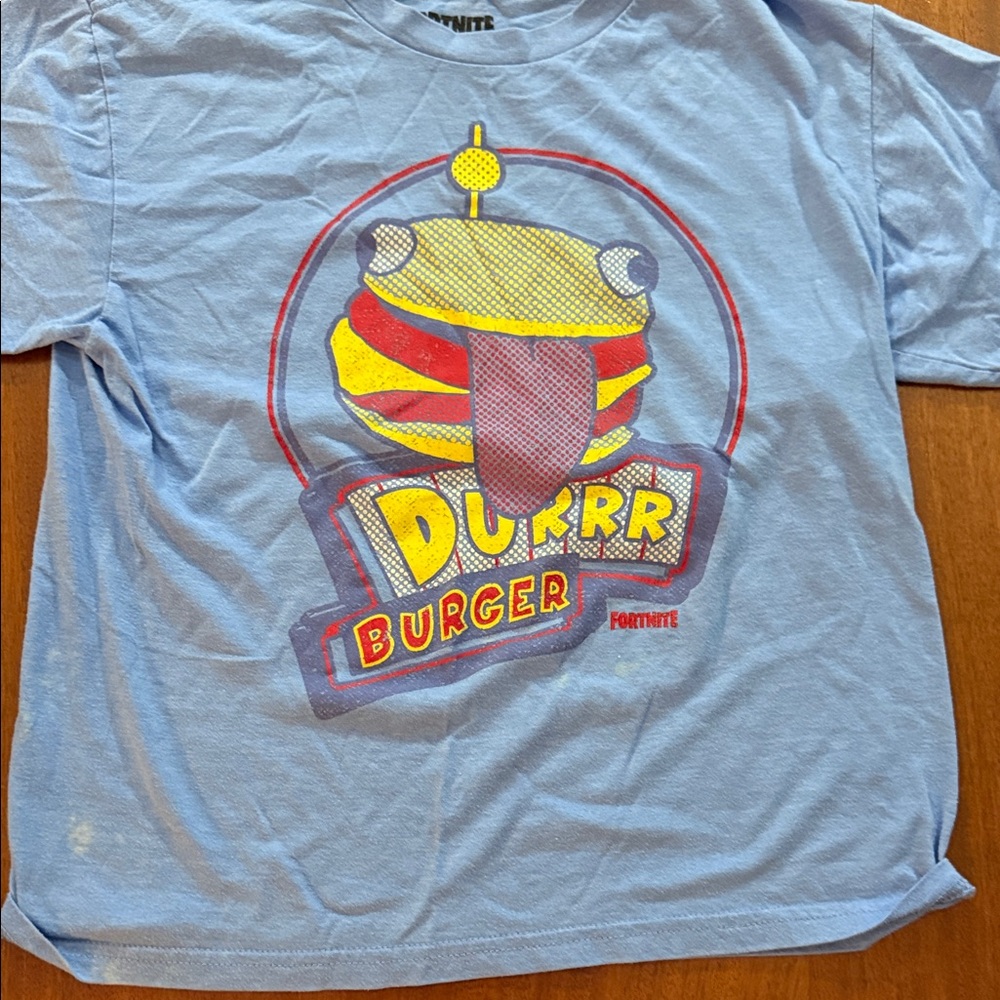 Kids Blue Fortnite Durr Burger T-Shirt